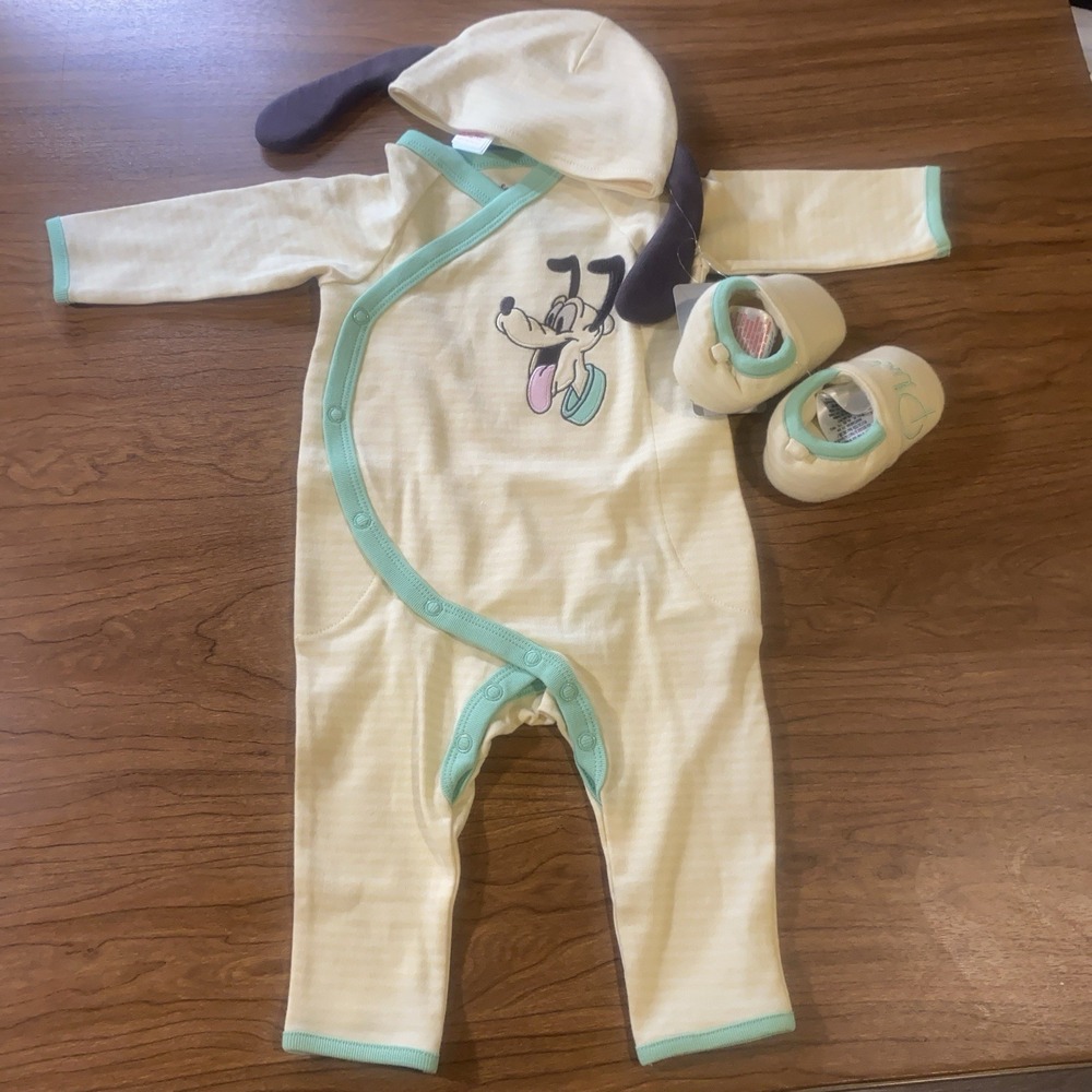 Disney Baby Pluto Hooded One-Piece‎ Sleeper w Booties Size 6–9 Months NWT